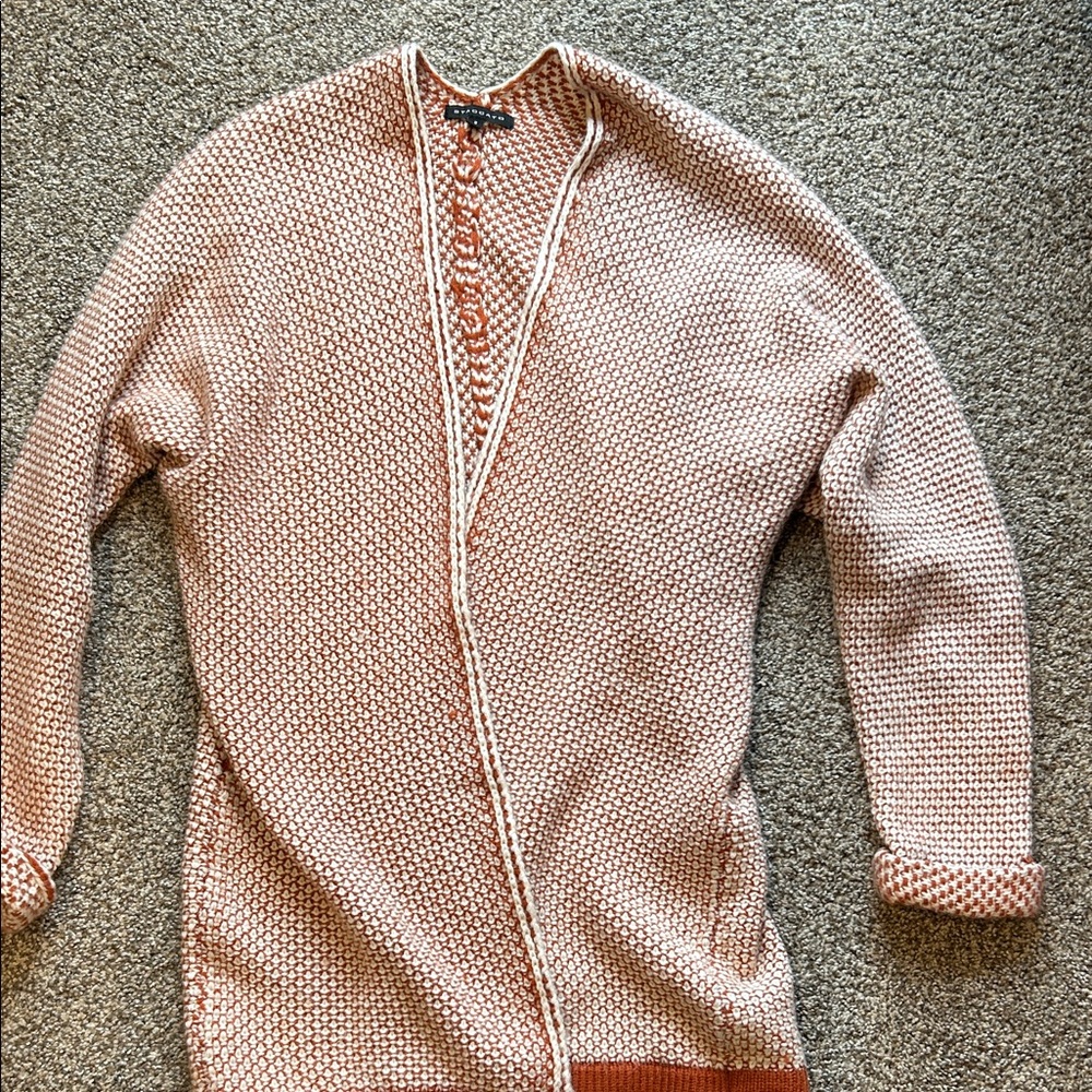 Staccato Orange and White Open-Front Cardigan